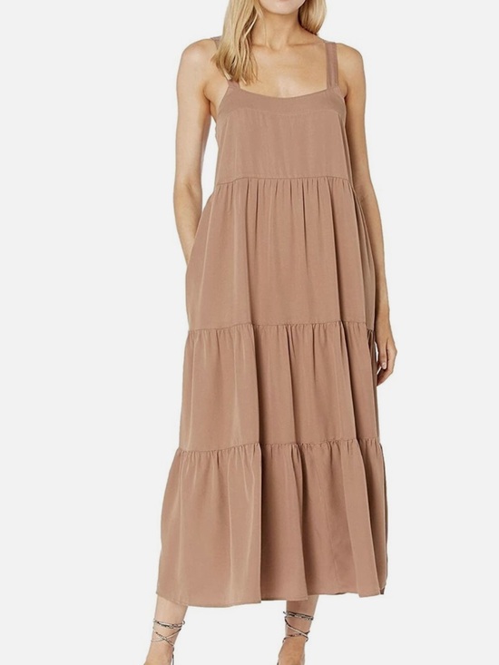 The Drop Dresses & Skirts - The Drop Women's Britt Tiered Maxi Dress in Mushroom Brown size small